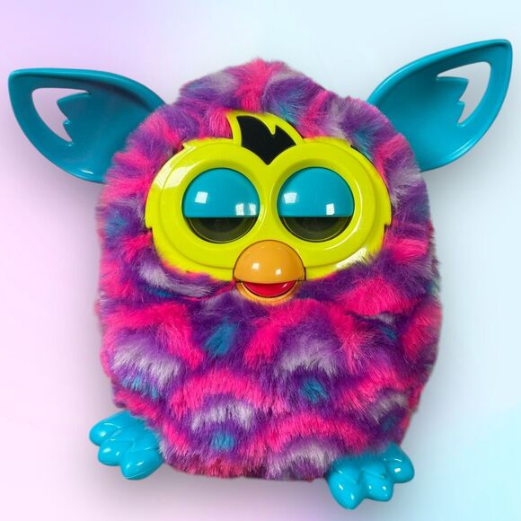2012 Hasbro Furby Boom Purple Pink & Blue Teal Hearts Talking *Tested & Working - Picture 3 of 16